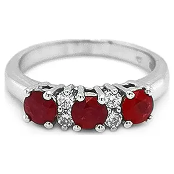 Prsten Zlatý Prsten s Rubíny a Diamanty 2010403