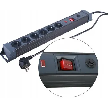 Napájecí kabel Prodlužovací kabel s bezpečnostní lištou PPCC/6-3-3 černý, 6 zásuvek, 3 metry