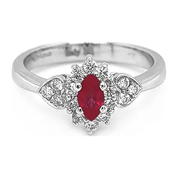 Prsten Zlatý Prsten s Rubínem a Diamanty 2010633