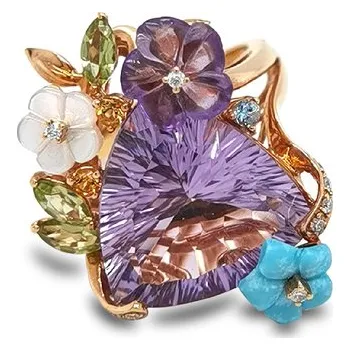 Prsten Zlatý Prsten Polodrahokamy a Diamanty 2011599