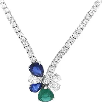 Náhrdelník Zlatý Náhrdelník s Barevnými Drahokamy 2030103