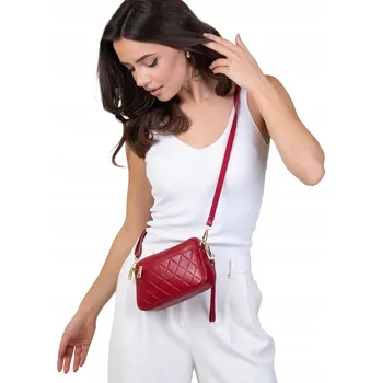 Kabelka Alessio kabelka kabelka přes rameno přírodní kůže červená