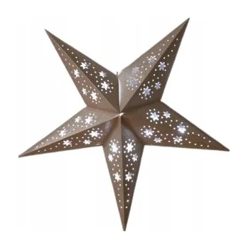 Vánoční dekorace Papírová LED hvězda 60 cm stříbrná se třpytkami vánoční dekorace