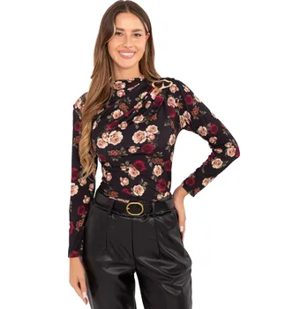 Oblečení a móda Blouse-IT-BZ-20315-1.19P-black RUE PARIS černá | krémová | tmavě červená 3438118