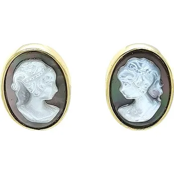 Náušnice Luxusní Zlaté Náušnice s Kamejí a Bezpečným Zapínáním