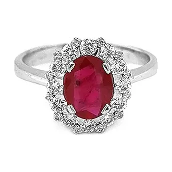 Prsten Zlatý Prsten s Rubínem a Diamanty 2010632