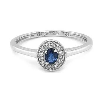 Prsten Zlatý prsten se safírem a diamanty 2011393
