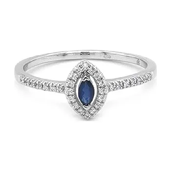 Prsten Zlatý prsten se safírem a diamanty 2011385