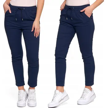 Stylové dámské jogger kalhoty se zavazováním, vysoký pas, bavlněné MORAJ L