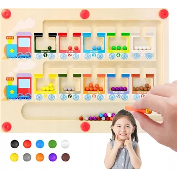 Dřevěná hračka MAGNETICKÁ TABULE MONTESSORI EDUKAČNÍ DŘEVĚNÁ SKLÁDAČKA VLAK