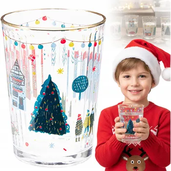 Vánoční Sklenice na pití Vánoční skleněný hrnek Dárek 500 ml