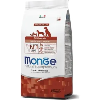 Krmivo pro psa MONGE DOG Puppy Junior Jehně, rýže 2,5kg 30/18