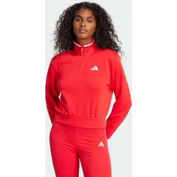 Dámská větrovka ADIDAS Sportovní bunda Essentials Color Pop French Terry Crop Quarter-Zip XS ČERVENÁ