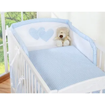 Povlečení Modré kostkované povlečení 3dílné - Vzory Srdíčka