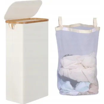 Koš na prádlo Bambusový koš na prádlo skládací 63 l obdélníkový s víkem