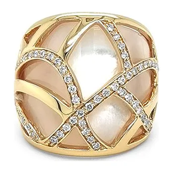 Prsten Zlatý Prsten s Perletí a Diamanty 2010427