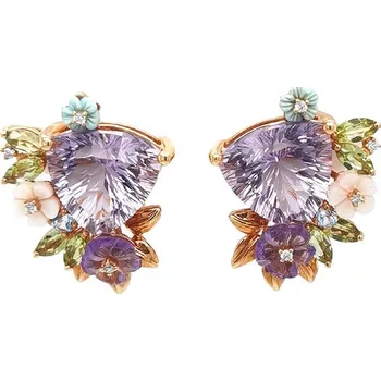 Náušnice Zlaté Náušnice Polodrahokamy a Diamanty 2020798