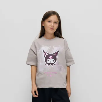 Dívčí tričko Reserved - Tričko Kuromi - světle šedá - 510FT-09X - 510FT-09X-146