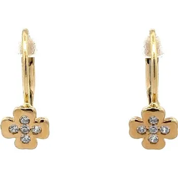 Náušnice Zlaté Náušnice Čtyřlístek se Zirkony 7122732