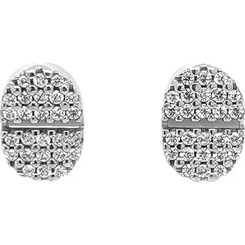 Náušnice Luxusní Oválné náušnice z Bílého Zlata se Zářícími Zirkony 7120253