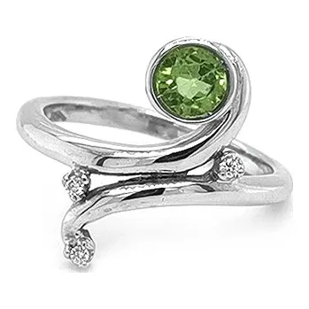 Prsten Zlatý Prsten s Peridotem a Diamanty 2011145