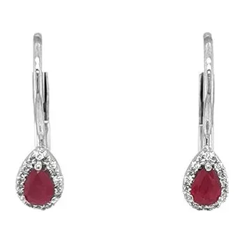 Náušnice Rubínové náušnice s diamanty z bílého zlata 2020580