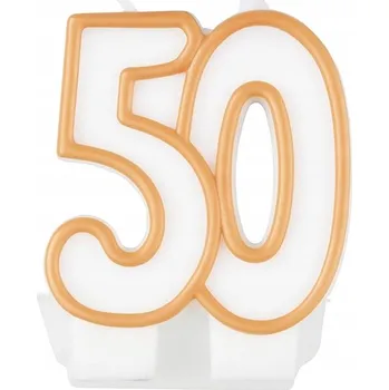 Dortová svíčka Narozeninová svíčka Arpex číslice 50 zlatobílá