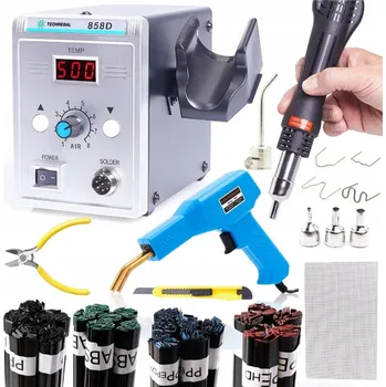 Svářečka HORKOVZDUŠNÁ PÁJECÍ STANICE 858D SVAŘOVÁNÍ PLASTŮ + SADA SVAŘOVACÍCH DRÁTŮ A TRYSKY