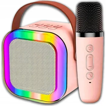 Mikrofon KARAOKE SADA MIKROFON + BEZDRÁTOVÝ REPRODUKTOR LED PŘENOSNÝ BLUETOOTH USB
