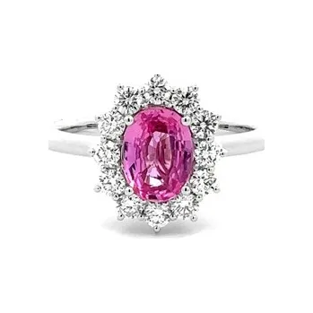 Prsten Zlatý Prsten Růžový Safír a Diamanty 2011784