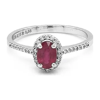 Prsten Zlatý Prsten s Rubínem a Diamanty 2010573