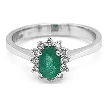 Prsten Zlatý Prsten se Smaragdem a Diamanty 2010527