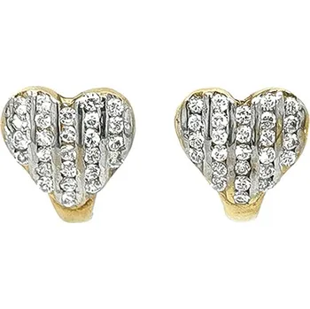 Náušnice Zlaté Náušnice ve Tvaru Srdce Zdobené Drobnými Kamínky 7120478