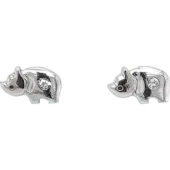 Náušnice Náušnice ve Tvaru Nosorožce z Bílého Zlata se Zirkony 7120142