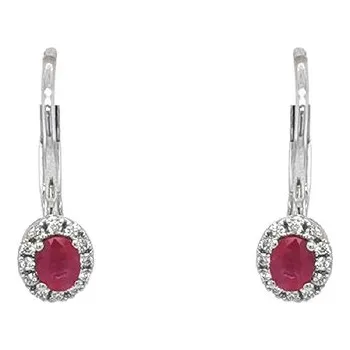Náušnice Rubínové náušnice s diamanty z bílého zlata 2020594