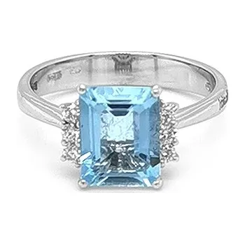 Prsten Zlatý Prsten s Akvamarínem a Diamanty 2011162