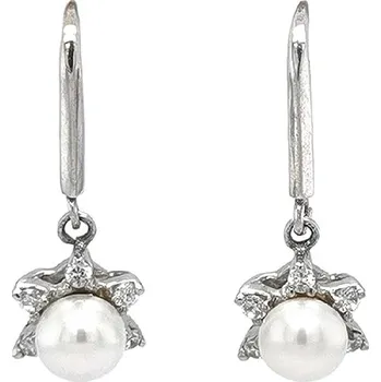 Náušnice Elegantní náušnice z bílého zlata s perlami a zirkony 7121138