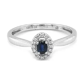 Prsten Zlatý prsten se safírem a diamanty 2011387