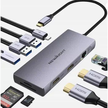 USB hub HUB 9v1 USB-C Adaptér HDMI LAN USB 2.0 3.0 SD TF USB-C NewMight