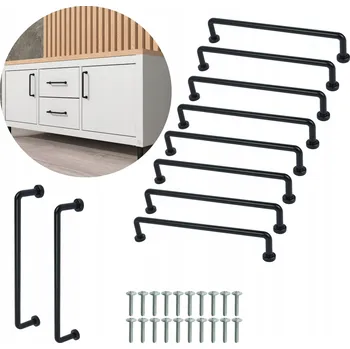 Nábytkové kování Nábytková úchytka 160 mm reling trubka pro kuchyňskou skříňku zásuvky černá loft