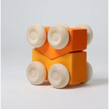 Dřevěná hračka Grimm's Stohovací autíčka 2ks (oranžové)