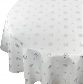 ubrus Vánoční ubrus Sníh stříbrný bílý kulatý prům. 80 cm kulatý