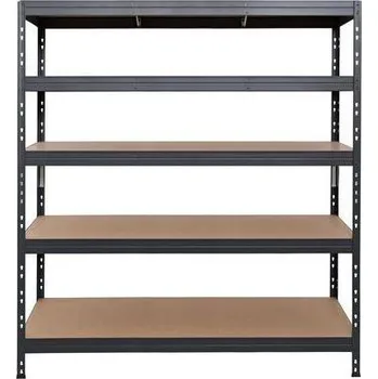 Dílenský regál Kovový regál Rapid 3, 180 x 150 x 60 cm, 250 kg/police, 5 dřevovláknitých HDF polic, antracit