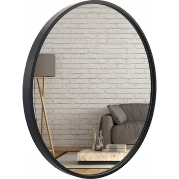 Zrcadlo Kulaté dřevěné loftové Zrcadlo 80 cm černé velké BD art