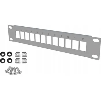 Racková skříň Patch Panel RACK 10" 1U 12 Portů Šedý Stalflex pro Síťové Skříně RACK