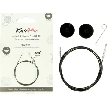 Nástroj na niť a příze Otočné vyměnitelné lanko KnitPro 94 cm