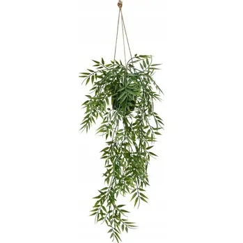 umělá květina Závěsný BAMBUS v květináči ZELENÝ PLAST 10 X 10 X 75 CM
