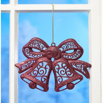 Vánoční dekorace 3Pagen Okenní dekorace Zvonky tmavě červená 26 x 19 cm.