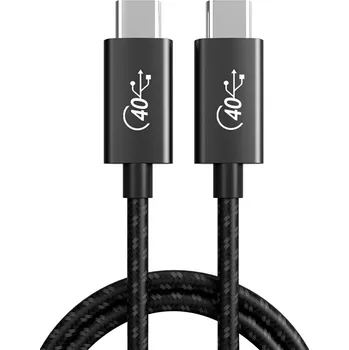 Datový kabel Kabel USB-C na USB-C - Thunderbolt 4 - 100W - černý / šedý - tkanička - 0,5m