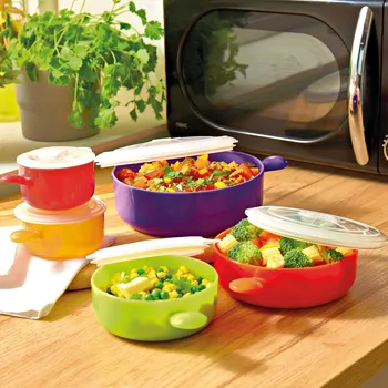 Kuchyňský mlýnek 3Pagen 10dílná sada do mikrovlnné trouby 5 velikostí: 25 x 20 x 7 cm, 20,5 x 16,5 x 5,5 cm, 18 x 14 x 5,5 cm, 14,5 x 11 x 5,5 cm, 12,5 x 8,8 x 5,5 cm